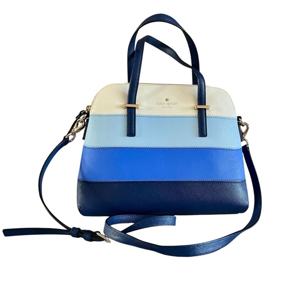 Kate Spade Blue and Cream Colorblock Satchel Crossbody - Picture 6 of 10